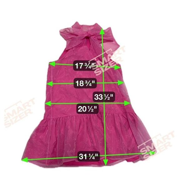 TCEC Hot Pink Bow Tie Neck Mini Dress | Size L | Organza Ruffle Hem - Picture 4 of 4